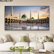 لوحة جدارية إسلامية للمملكة العربية السعودية - منظر مسجد مطبوع على قماش لديكور المنزل