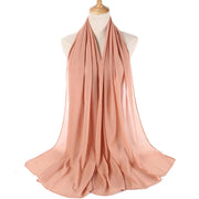 Muslim Chiffon Hijab Women Bubble Chiffon Scarf For Women Ladies Veil Muslim Islam Solid Color Malaysia Musulman Wrap Scarves