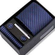 Wedding Gift Tie Wholesale New Style Pocket Squares Set Cufflinks Tie Clip Necktie Box Men Fit Wedding Blue Paisley Black Boxs