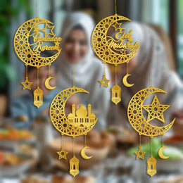 Eid Ramadan Decoration 2025 Acrylic Wall Hanging Decor Door Sign Mubarak Ramadan Decorations Moon Stars Muslim Party Supplies