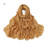13 Color 80*180cm New Simple Silver Wire Wrinkle Plaid Solid Color Chain Gold Border Scarf Muslim Women Hijab Wrap Ramadan Islam