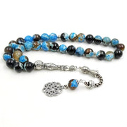 Tasbih Blue Fire Agate stone Prayer beads islamic arab bracelet 33 45 51 66 99 rosary misbaha eid gift Turkish style jewelry
