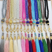 New Glass Pearls Tassel Turkish Style Muslim Rosary Islamic Prayer Beads Bracelet Gift For Women Jewelry Accessories 6mm 99pcs