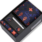 Wedding Gift Tie Wholesale New Style Pocket Squares Set Cufflinks Tie Clip Necktie Box Men Fit Wedding Blue Paisley Black Boxs