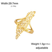 EUEAVAN 1pc Hollow Palestine Map Rings for Women Men Stainless Steel Gold Color Islamic Arabic Adjustable Finger Ring Gift