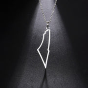 Amaxer Israel Palestine Country Map Stainless Steel Pendant Necklace For Men Women Arabic Choker Amulet Jewelry Gift