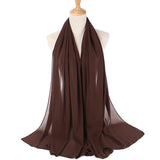 Muslim Chiffon Hijab Women Bubble Chiffon Scarf For Women Ladies Veil Muslim Islam Solid Color Malaysia Musulman Wrap Scarves