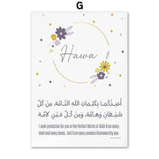 इस्लाम मुस्लिम पैगंबर अरबी वर्णमाला अल्लाह कुरान वैयक्तिकरण बच्चे नर्सरी दीवार कला चित्रकारी पोस्टर बेबी बच्चों के कमरे की सजावट