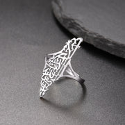 EUEAVAN 1pc Hollow Palestine Map Rings for Women Men Stainless Steel Gold Color Islamic Arabic Adjustable Finger Ring Gift
