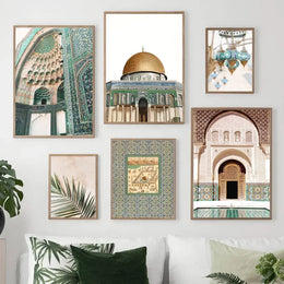 Canvas Painting Posters And Prints Pictures Islamic Mosque Quran Architecture Palace Landscape Wall Art For Linving Room Decor