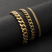 HNSP 316L Stainless Steel Cuban Link Chain Necklace For Men 3MM-12MM Thick Neck Accessory Jewelry