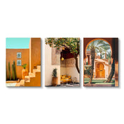 3 पीस/सेट बोहो इस्लामिक स्टाइल आर्किटेक्चर पोस्टर कैनवास पेंटिंग रेट्रो ब्राउन वॉल आर्ट घर लिविंग रूम सजावट के लिए बिना फ्रेम के