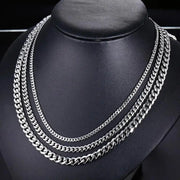 HNSP 316L Stainless Steel Cuban Link Chain Necklace For Men 3MM-12MM Thick Neck Accessory Jewelry