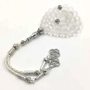 White Frosted crystal Tasbih 33beads Muslim bangles misbaha metal tassel Islamic bracelet accessories gift Arab fashion jewelry
