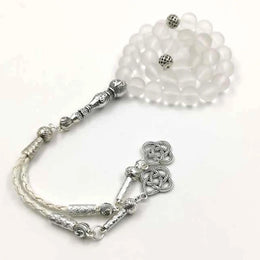 White Frosted crystal Tasbih 33beads Muslim bangles misbaha metal tassel Islamic bracelet accessories gift Arab fashion jewelry