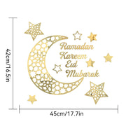 ملصقات حائط عيد مبارك - ديكورات رمضان ثلاثية الأبعاد مصنوعة من الأكريليك على شكل قمر ونجمة