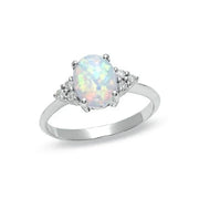 1 PC Cute Female White Opal Stone Ring Classic Silver Color Engagement Jewelry Luxury Crystal Oval Wedding Rings for Women