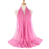 Muslim Chiffon Hijab Women Bubble Chiffon Scarf For Women Ladies Veil Muslim Islam Solid Color Malaysia Musulman Wrap Scarves