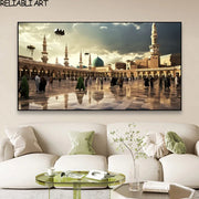 لوحة جدارية إسلامية للمملكة العربية السعودية - منظر مسجد مطبوع على قماش لديكور المنزل