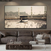 لوحة جدارية إسلامية للمملكة العربية السعودية - منظر مسجد مطبوع على قماش لديكور المنزل