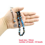Tasbih Blue Fire Agate stone Prayer beads islamic arab bracelet 33 45 51 66 99 rosary misbaha eid gift Turkish style jewelry