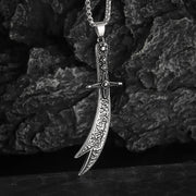 Stainless Steel Islamic Imam Ali Zulfiqar Sword Pendant Necklace Quran Pendant Shia Islamic Jewelry for Men and Women