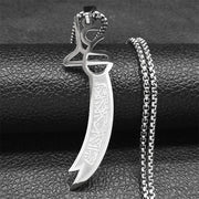 Imam Ali Zulfiqar Sword Necklace for Men Women Stainless Steel Islamic Muslim Knife Chain Jewelry collar hombre NZZZ729S01