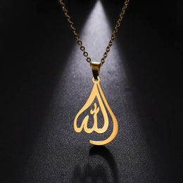 Arabic God Allah Pendant Necklaces Gold Color Stainless Steel Women Men Islamic Muslim Chain Necklace Jewelry