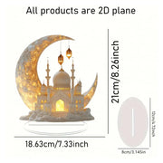 زينة يدوية على شكل قمر أكريليك ثنائي الأبعاد لمهرجان رمضان، ديكور معماري للقلعة والكنيسة والمنزل الإسلامي والحفلات المنزلية والطاولة كهدية