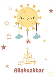 कार्टून मुस्लिम बच्चे अल हमदुलिलाह अल्लाह अकबर नर्सरी कला पोस्टर कैनवास पेंटिंग दीवार प्रिंट चित्र लिविंग रूम घर सजावट
