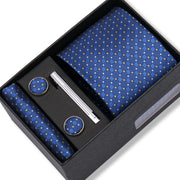 Wedding Gift Tie Wholesale New Style Pocket Squares Set Cufflinks Tie Clip Necktie Box Men Fit Wedding Blue Paisley Black Boxs
