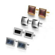 4 Pair Cufflinks For Mens With Gift Box Man Shirt Cufflinks Wedding Guests Gifts Men Gift For Husband Business Tie Clip T0204022