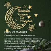 ملصقات حائط عيد مبارك - ديكورات رمضان ثلاثية الأبعاد مصنوعة من الأكريليك على شكل قمر ونجمة