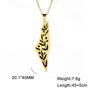 Israel Palestine Map Pendant Necklace For Women Men Arabic African Jamaica Stainless Steel Gold Color Chain Necklaces Jewelry