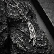Stainless Steel Islamic Imam Ali Zulfiqar Sword Pendant Necklace Quran Pendant Shia Islamic Jewelry for Men and Women