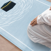 سجادة صلاة رمضانية محمولة للركوع والعبادة، سجادة أرضية منقوشة، سجادة ناعمة غير قابلة للانزلاق، سجادة تأمل خضراء