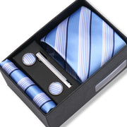 Wedding Gift Tie Wholesale New Style Pocket Squares Set Cufflinks Tie Clip Necktie Box Men Fit Wedding Blue Paisley Black Boxs