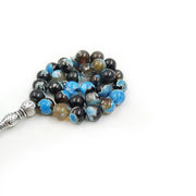 Tasbih Blue Fire Agate stone Prayer beads islamic arab bracelet 33 45 51 66 99 rosary misbaha eid gift Turkish style jewelry