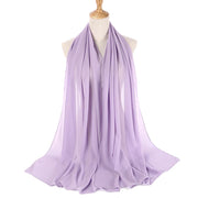 Muslim Chiffon Hijab Women Bubble Chiffon Scarf For Women Ladies Veil Muslim Islam Solid Color Malaysia Musulman Wrap Scarves