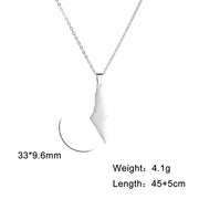 Amaxer Israel Palestine Country Map Stainless Steel Pendant Necklace For Men Women Arabic Choker Amulet Jewelry Gift