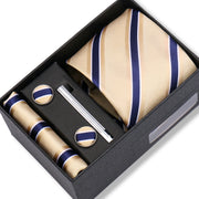 Wedding Gift Tie Wholesale New Style Pocket Squares Set Cufflinks Tie Clip Necktie Box Men Fit Wedding Blue Paisley Black Boxs