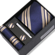 Wedding Gift Tie Wholesale New Style Pocket Squares Set Cufflinks Tie Clip Necktie Box Men Fit Wedding Blue Paisley Black Boxs