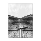 Modern Black and White Canvas Painting of Great Mosque of Mecca Kaaba Scripture Islamic Wall Art Poster for Living Room Decor El