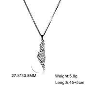 Stainless Steel Necklace For Women Men Palestine Israel Map Islamic Script Hollow Pendant Necklace Engagement Jewelry