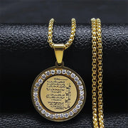 Muslim Islamic Religious Stainless Steel Crystal Necklace Women Islam Quran Allah Pendant Necklaces Arabic Jewelry bijoux arabe