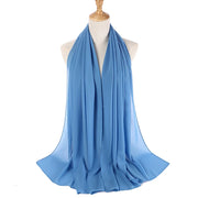 Muslim Chiffon Hijab Women Bubble Chiffon Scarf For Women Ladies Veil Muslim Islam Solid Color Malaysia Musulman Wrap Scarves