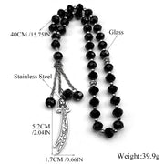 Sword of Imam Ali Muslim Stainless Steel Car Pendant Islamic 33 Prayer Beads Chain Amulet Religious Lucky Jewelry Gift