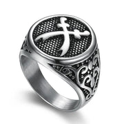 Punk Hip Hop Sword Zulfakra Imam Ali Islamic Men's Ring Printed Stainless Steel Ring Sizes 8-12