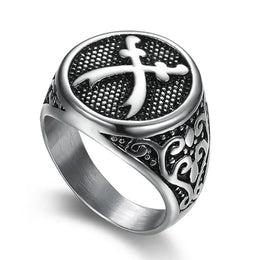 Punk Hip Hop Sword Zulfakra Imam Ali Islamic Men's Ring Printed Stainless Steel Ring Sizes 8-12