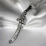 Stainless Steel Islamic Imam Ali Zulfiqar Sword Pendant Necklace Quran Pendant Shia Islamic Jewelry for Men and Women